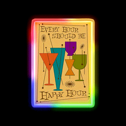 Every Hour Should Be Happy Hour Cocktail Bar Decor Led Neon Sign Rgb Color - LED neon sign close-up detail