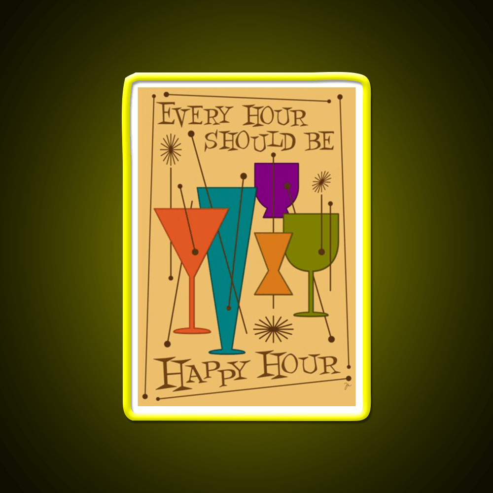 Every Hour Should Be Happy Hour Cocktail Bar Decor Led Neon Sign Rgb Color - Shineneon