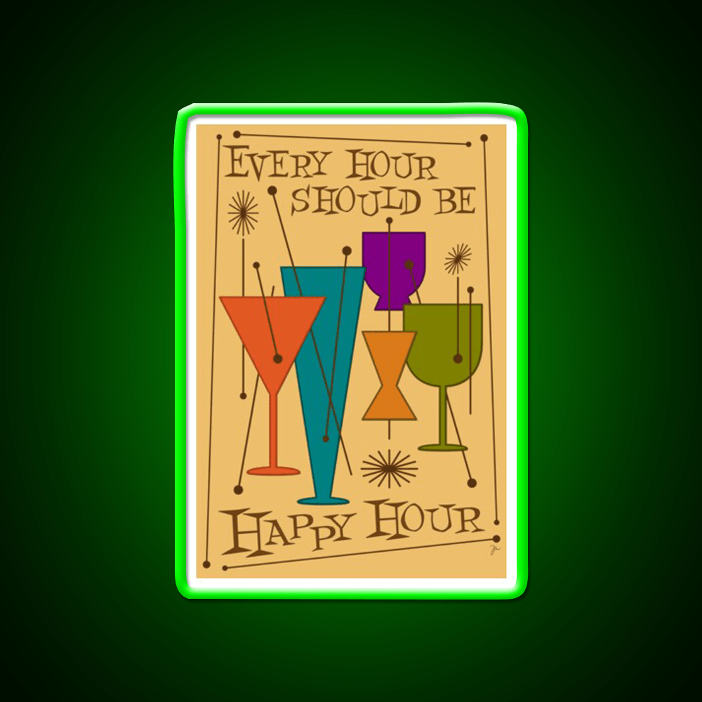 Every Hour Should Be Happy Hour Cocktail Bar Decor Led Neon Sign Rgb Color - Shineneon