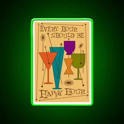 Every Hour Should Be Happy Hour Cocktail Bar Decor Led Neon Sign Rgb Color - Shineneon