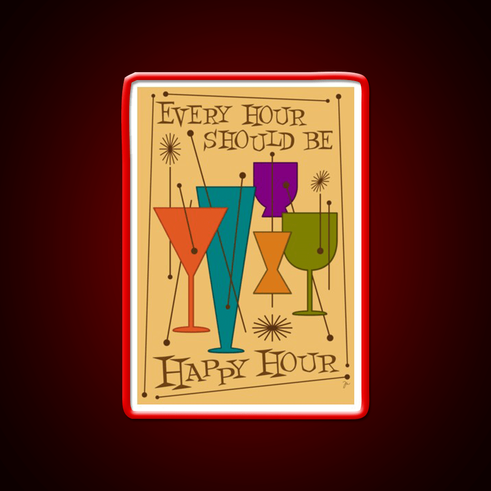 Every Hour Should Be Happy Hour Cocktail Bar Decor Led Neon Sign Rgb Color - Shineneon