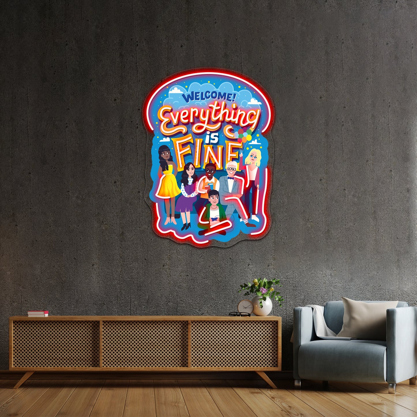 Everything Is Fine Artwork Custom Neon Led Sign