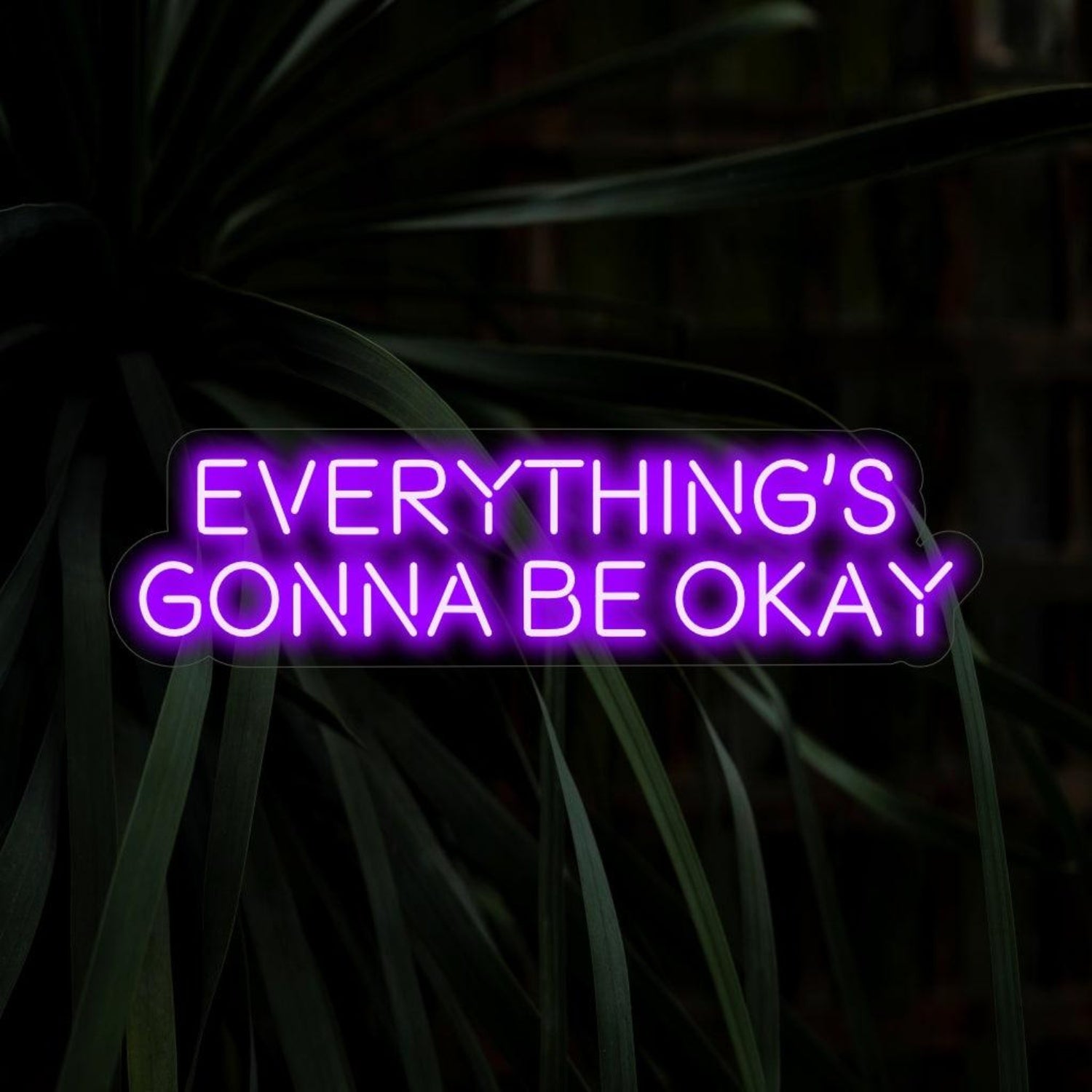 Everythings Gonna Be Okay Purple Led Neon Sign For Home Decor With Plants | Shineneon