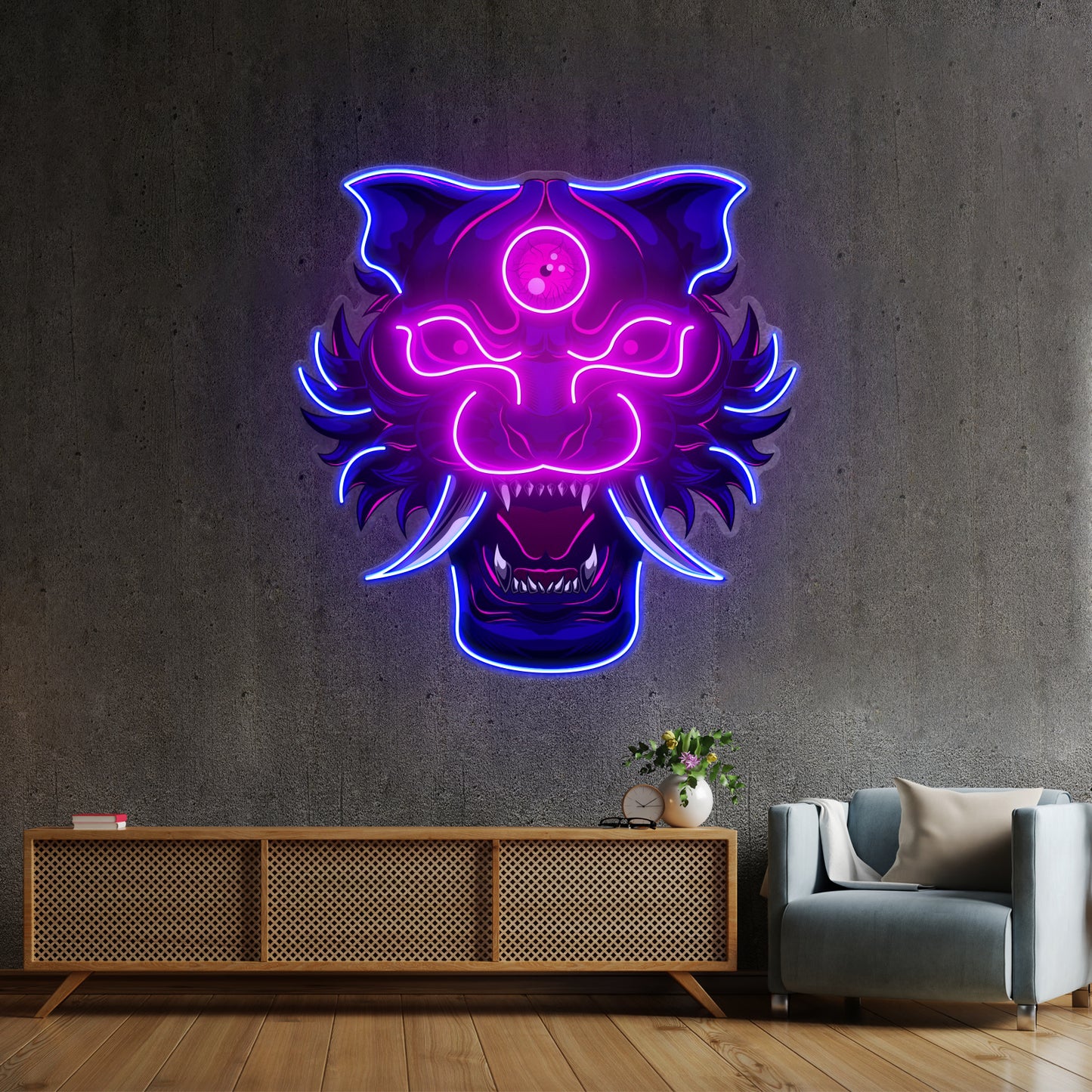 Evil Tiger Demon Led Neon Sign Light Custom Led Signs