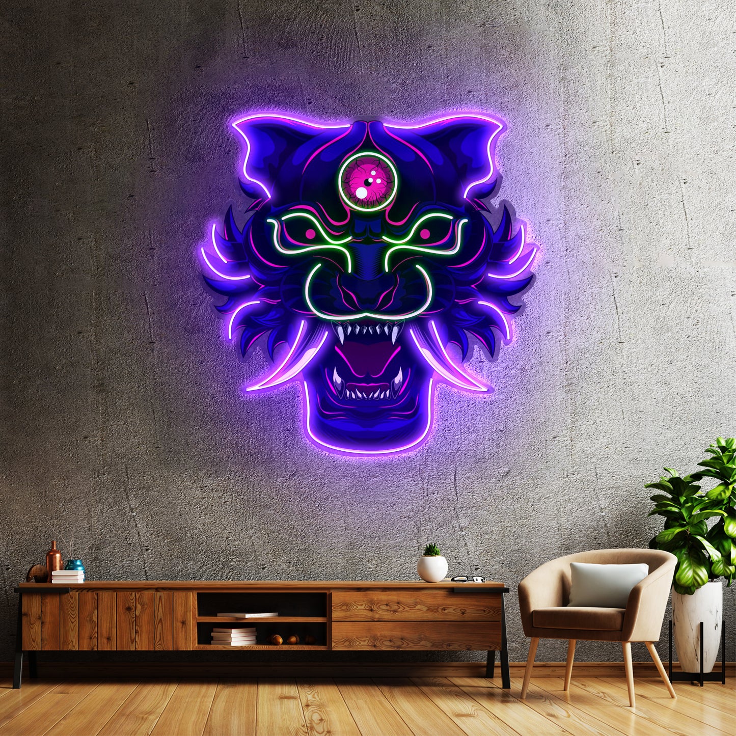 Evil Tiger Demon Led Neon Sign Light Custom Led Signs