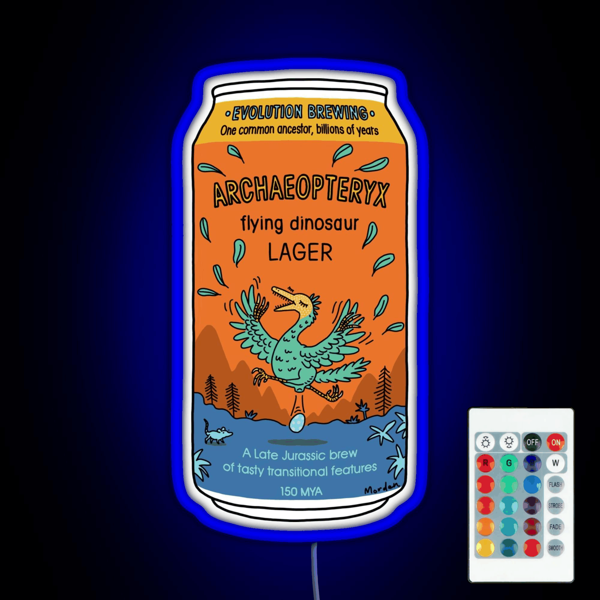 Evolution Brewing Archaeopteryx Flying Dinosaur Rgb Neon Sign