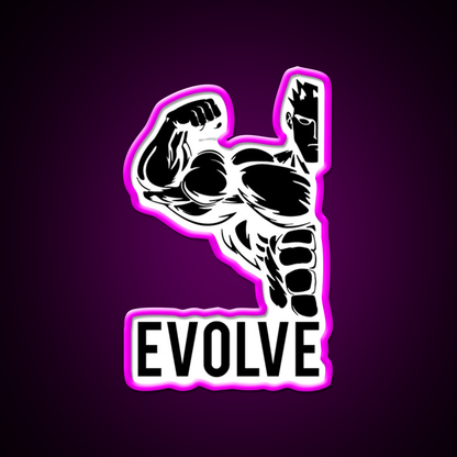 Evolve Fitness Running Muscle Bodybuilding Gym Fitness Led Neon Sign Rgb Color - Neon sign mounted on wall in room