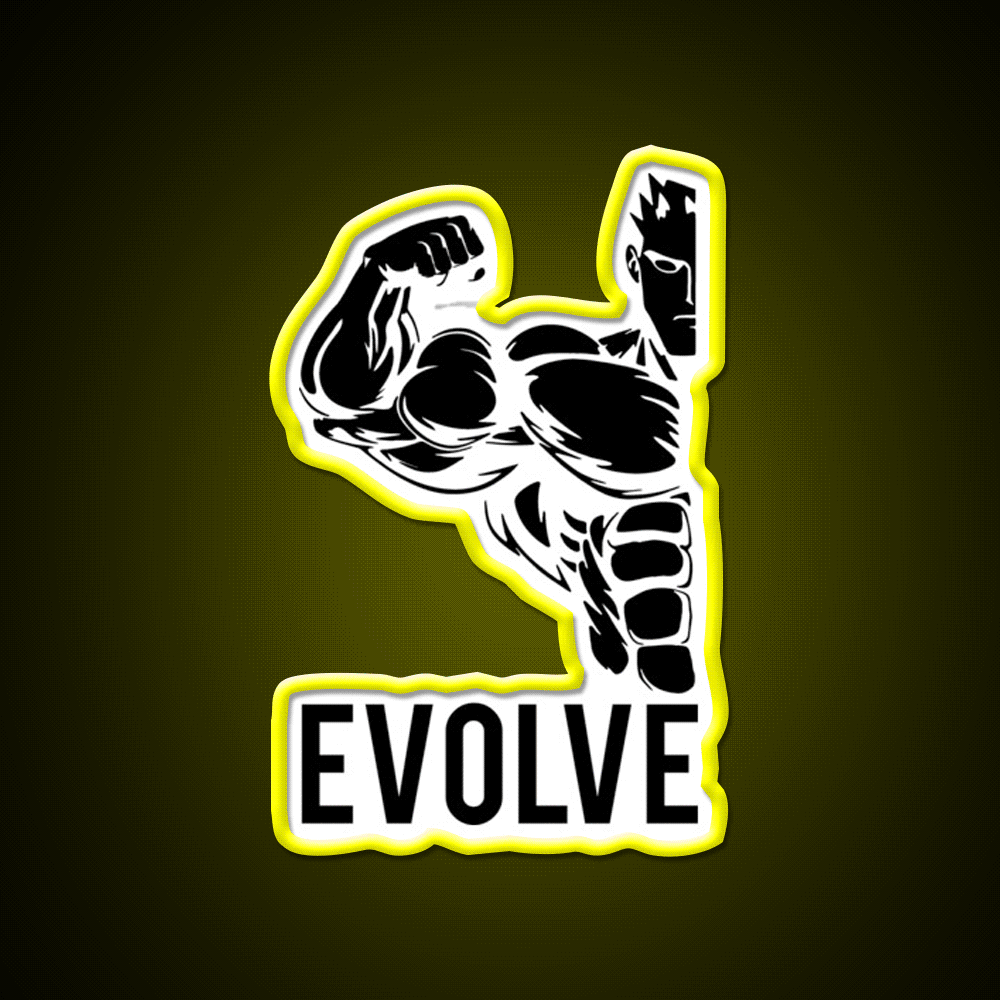 Evolve Fitness Running Muscle Bodybuilding Gym Fitness Led Neon Sign Rgb Color - Custom LED neon sign front view