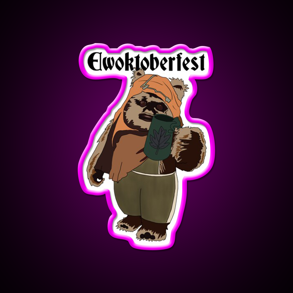 Ewoktoberfest Beer Bar Decor Led Neon Sign Rgb Color - Neon sign mounted on wall in room