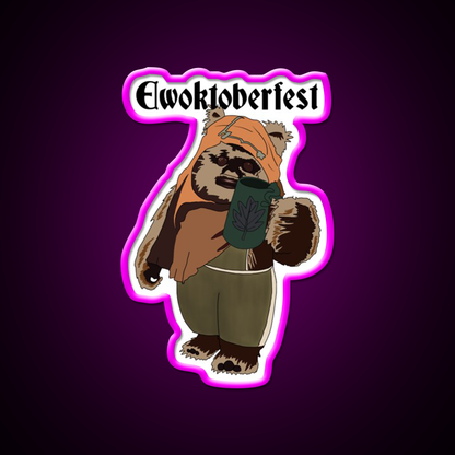 Ewoktoberfest Beer Bar Decor Led Neon Sign Rgb Color - Neon sign mounted on wall in room