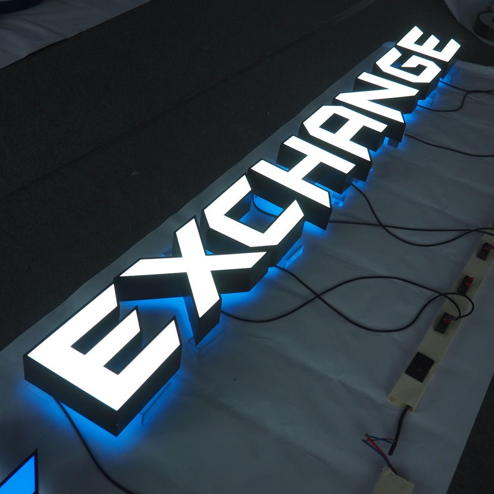 Exchange 3D Front And Back Lit Letters Metal Led Sign - Shineneon