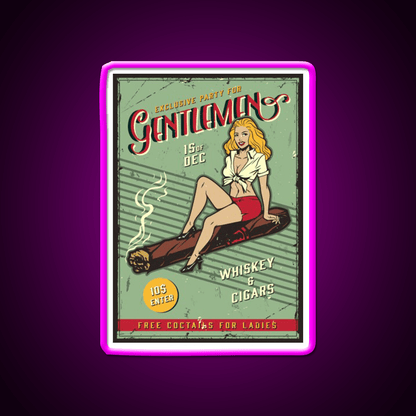 Exclusive Party For Gentlemen Vintage Whiskey Drink Bar Led Neon Sign Rgb Color - Shineneon