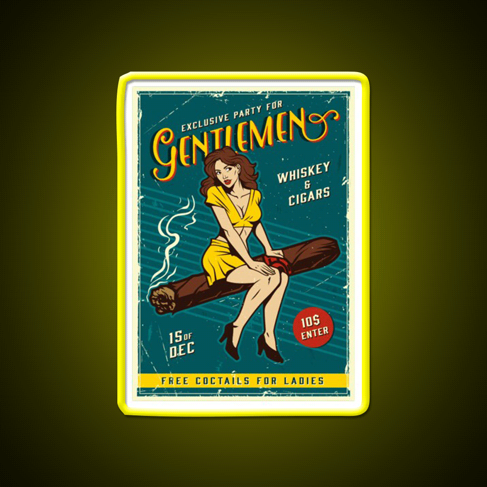 Exclusive Party For Gentlemen Whiskey Drink Bar Led Neon Sign Rgb Color