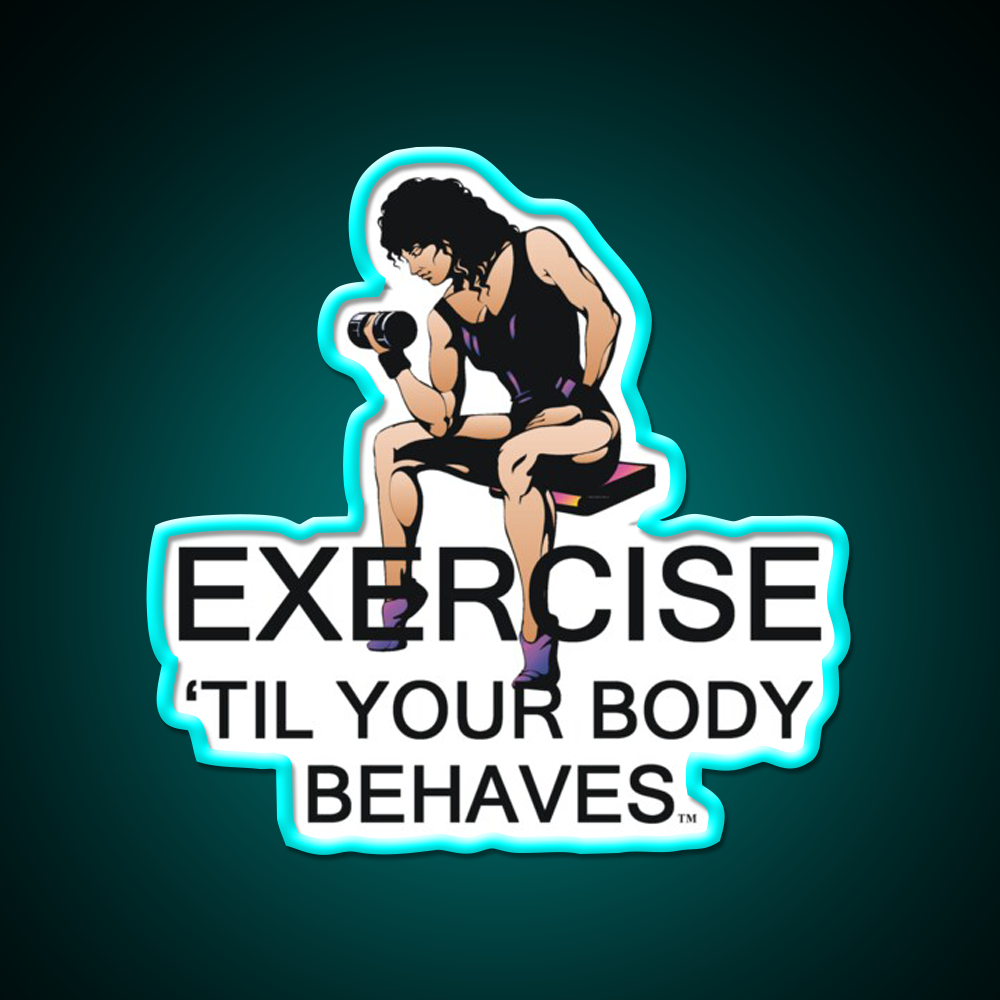 Exercise Til Your Body Behaves Gym Fitness Led Neon Sign Rgb Color - Size and dimension reference
