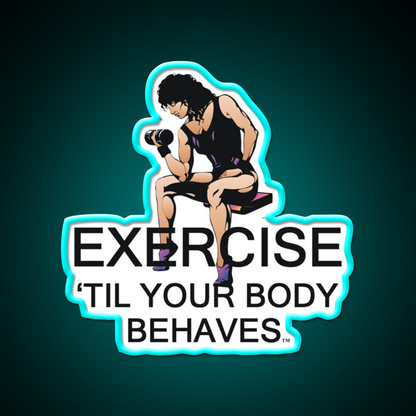 Exercise Til Your Body Behaves Gym Fitness Led Neon Sign Rgb Color - Size and dimension reference
