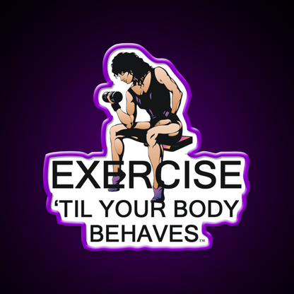 Exercise Til Your Body Behaves Gym Fitness Led Neon Sign Rgb Color - LED neon sign view 9