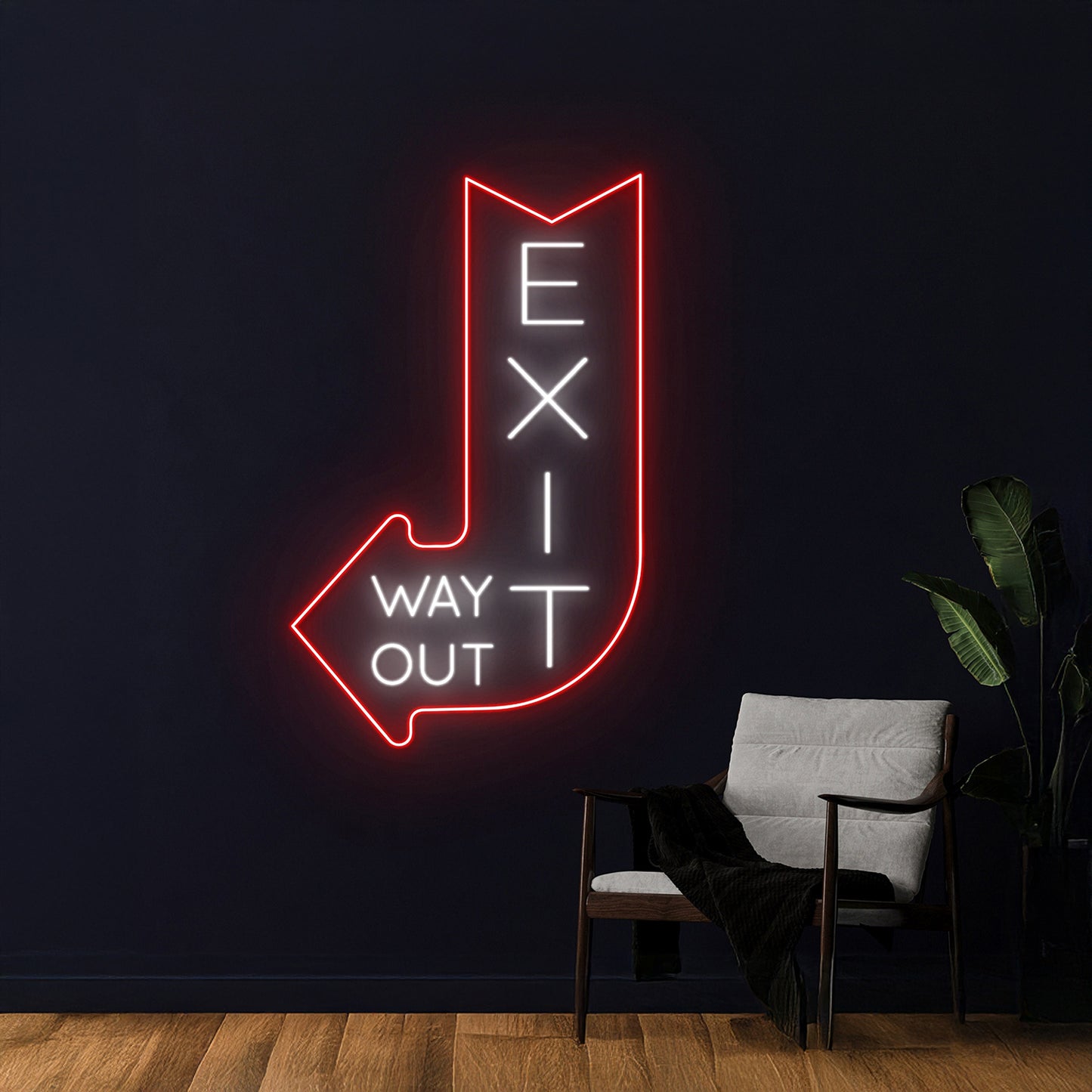 Exit Way Out Direction Arrow Left Neon Sign