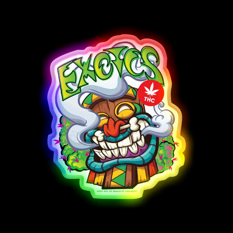 Exotics Quad Packaging Label Hemp Inspired Green Leaf Led Neon Sign Rgb Color - LED neon sign close-up detail