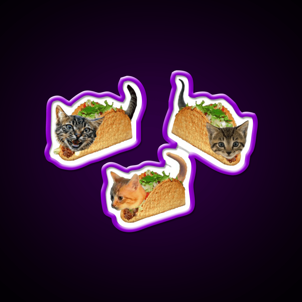Exploding Taco Cats Taco Led Neon Sign Mexican Food Sign Rgb Color - Shineneon