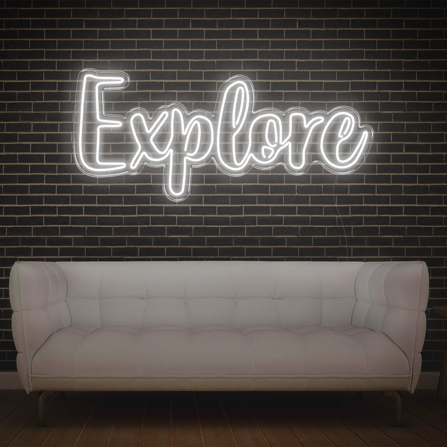 Explore White Modern Script Led Neon Sign For Stylish Home Studio Decor ...