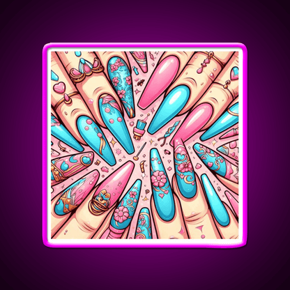 Extra Baddie Nails Pattern Nail Salon Led Neon Sign Rgb Color - Shineneon