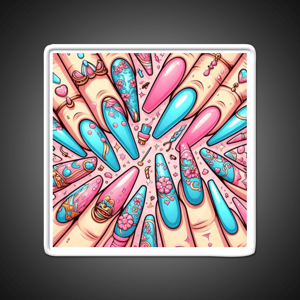 Extra Baddie Nails Pattern Nail Salon Led Neon Sign Rgb Color - Shineneon