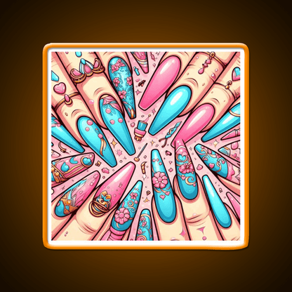 Extra Baddie Nails Pattern Nail Salon Led Neon Sign Rgb Color - Shineneon