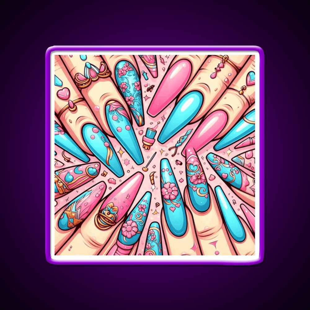 Extra Baddie Nails Pattern Nail Salon Led Neon Sign Rgb Color - Shineneon