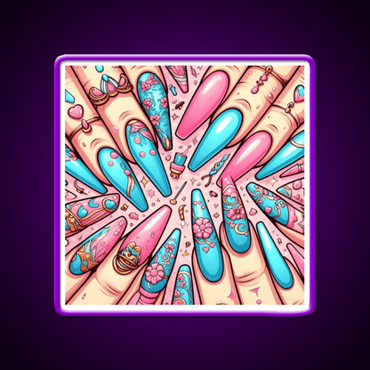 Extra Baddie Nails Pattern Nail Salon Led Neon Sign Rgb Color - Shineneon
