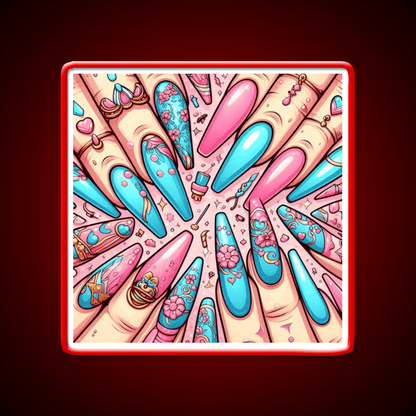 Extra Baddie Nails Pattern Nail Salon Led Neon Sign Rgb Color - Shineneon