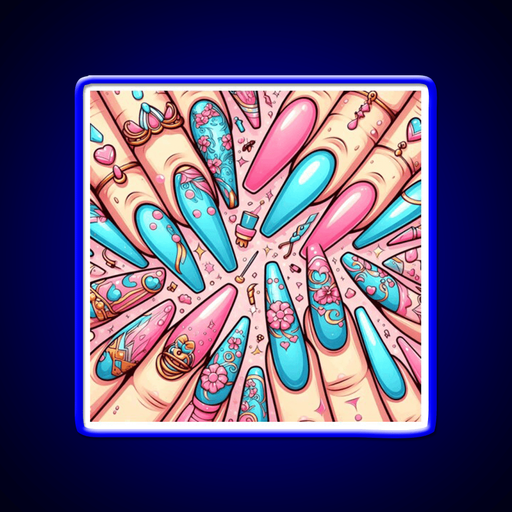 Extra Baddie Nails Pattern Nail Salon Led Neon Sign Rgb Color - Shineneon