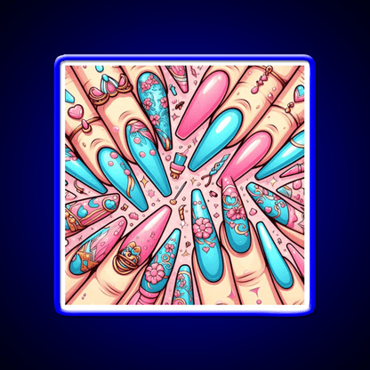 Extra Baddie Nails Pattern Nail Salon Led Neon Sign Rgb Color - Shineneon