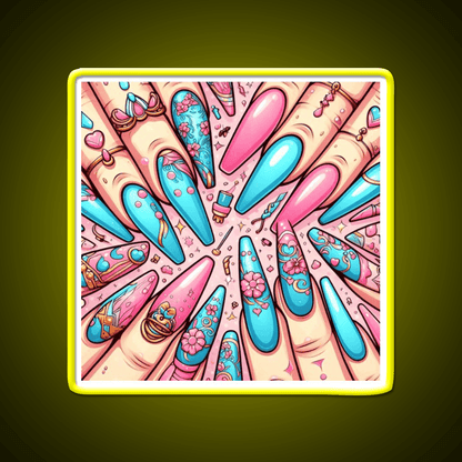 Extra Baddie Nails Pattern Nail Salon Led Neon Sign Rgb Color - Shineneon