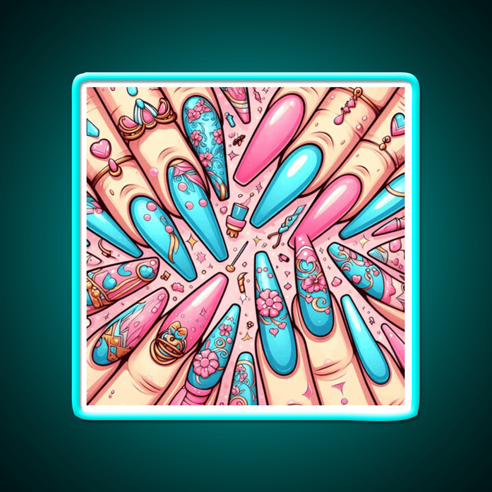 Extra Baddie Nails Pattern Nail Salon Led Neon Sign Rgb Color - Shineneon