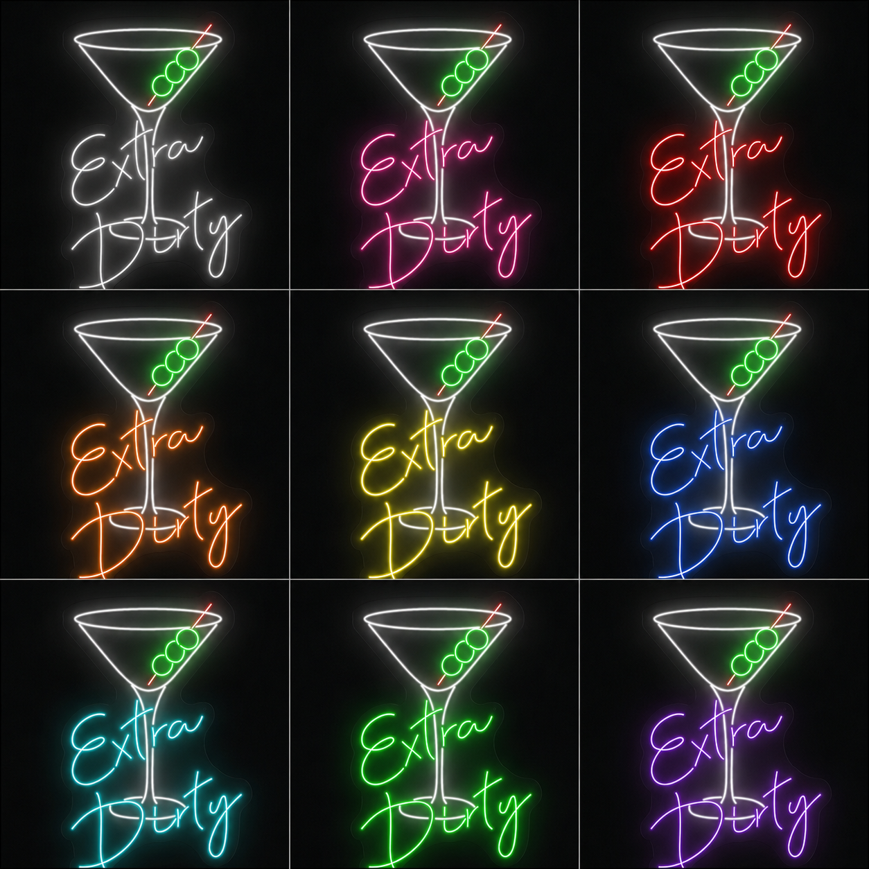 Extra Dirty On The Side Of A Bed In A Dark Room LED Neon Sign color grid