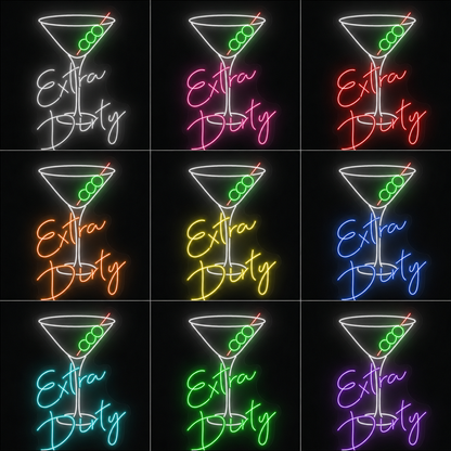 Extra Dirty On The Side Of A Bed In A Dark Room LED Neon Sign color grid