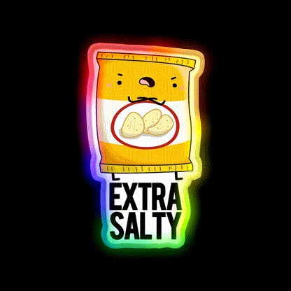 Extra Salty Funny Salty Snack Puns Snack Food Led Neon Sign Rgb Color - LED neon sign close-up detail
