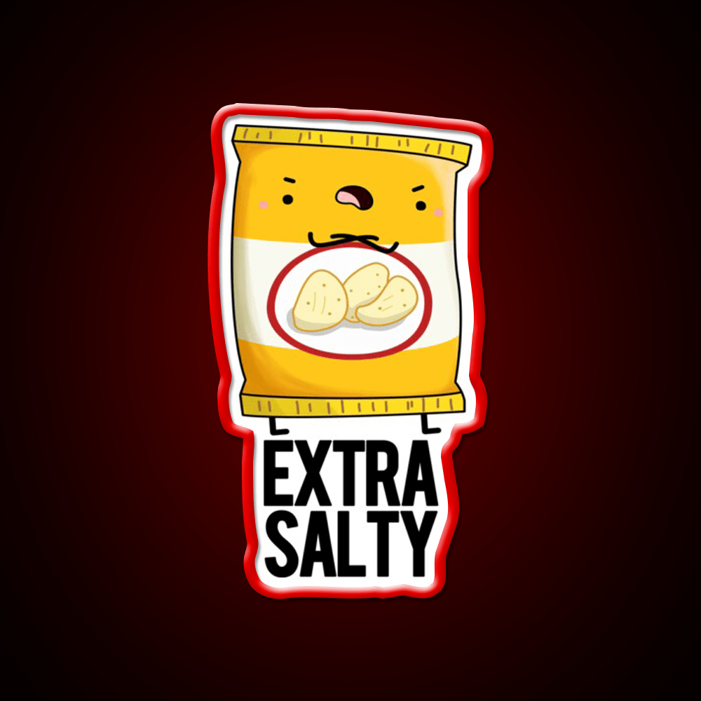 Extra Salty Funny Salty Snack Puns Snack Food Led Neon Sign Rgb Color - Shineneon