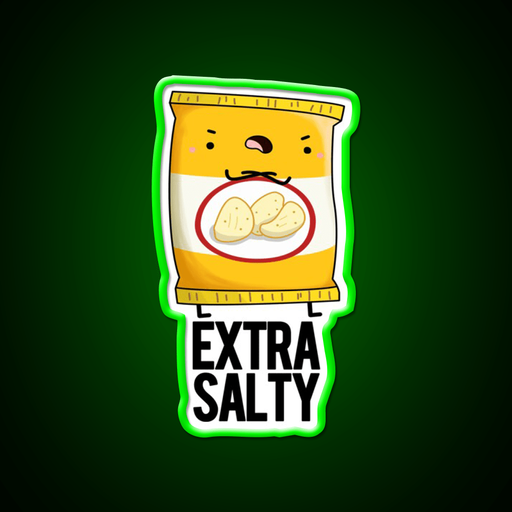 Extra Salty Funny Salty Snack Puns Snack Food Led Neon Sign Rgb Color - Shineneon