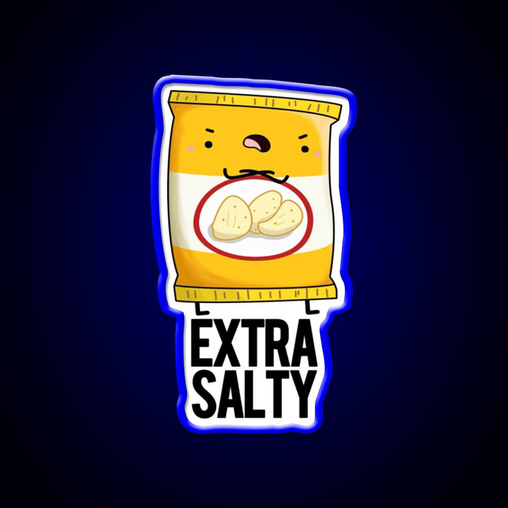 Extra Salty Funny Salty Snack Puns Snack Food Led Neon Sign Rgb Color - Shineneon