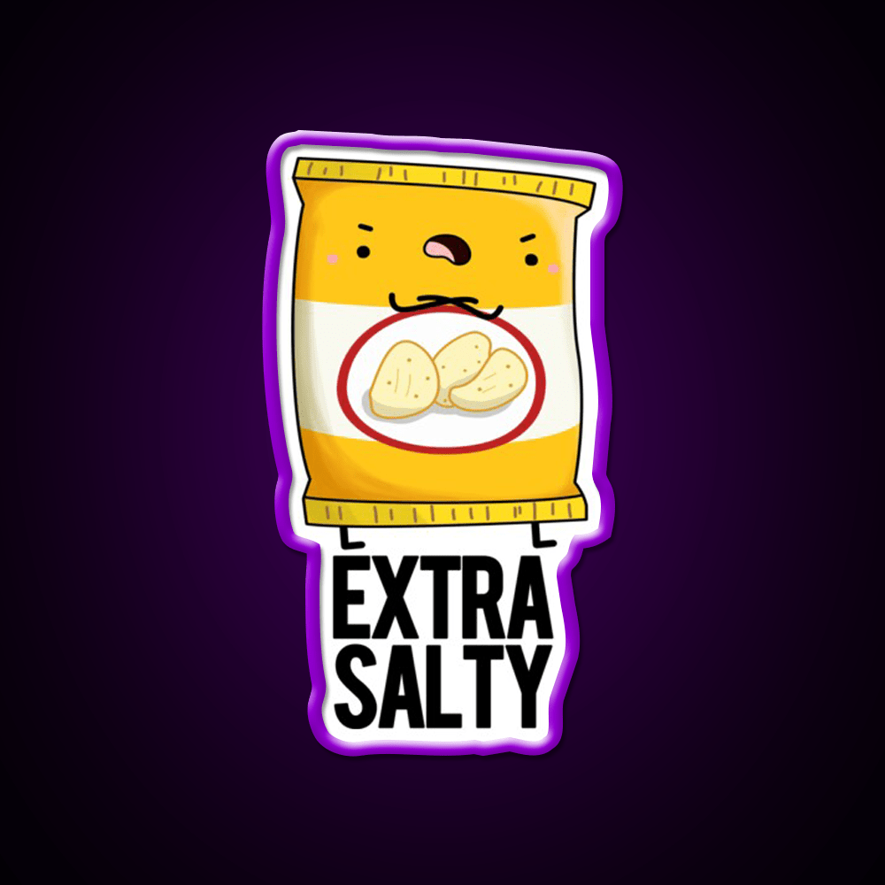 Extra Salty Funny Salty Snack Puns Snack Food Led Neon Sign Rgb Color - Shineneon