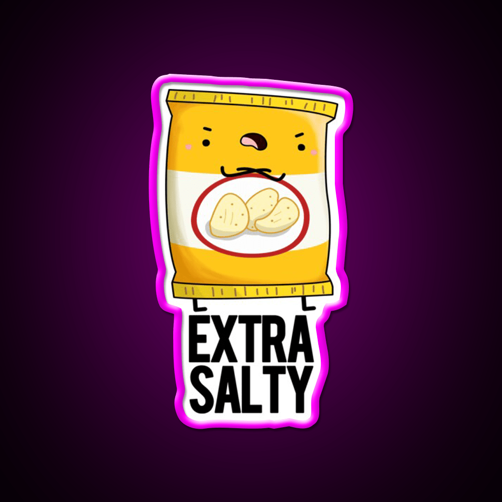 Extra Salty Funny Salty Snack Puns Snack Food Led Neon Sign Rgb Color - Shineneon