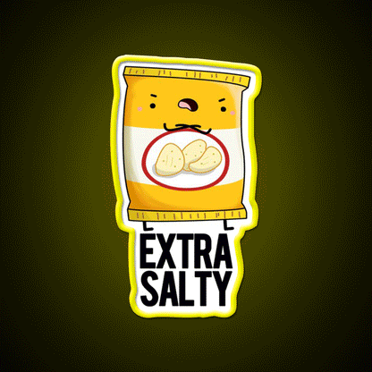 Extra Salty Funny Salty Snack Puns Snack Food Led Neon Sign Rgb Color - Custom LED neon sign front view