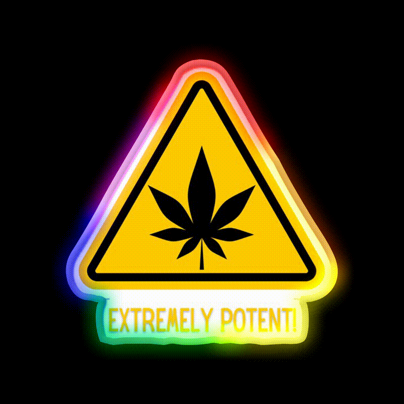 Extremely Potent Warning Canna Culture Green Leaf Led Neon Sign Rgb Color - LED neon sign close-up detail