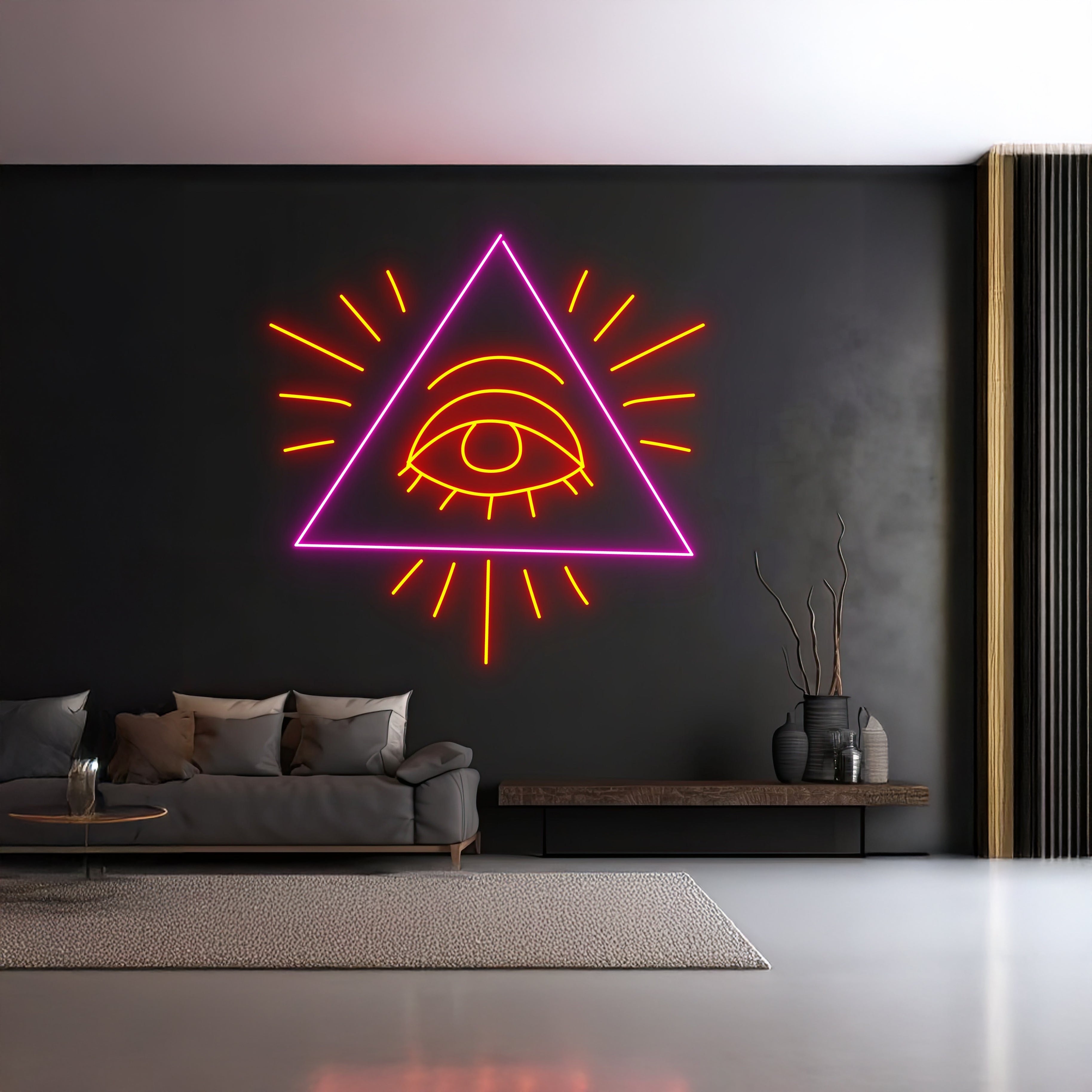 Eye In Triangle Neon Sign Magic Third Eye Room Wall Art | Shineneon