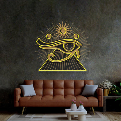 Eye Of Ra Yellow Ancient Egyptian Uv Printed Led Neon Sign For Themed Decor | Shineneon