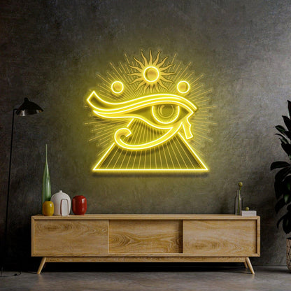 Eye Of Ra Yellow Ancient Egyptian Uv Printed Led Neon Sign For Themed Decor | Shineneon