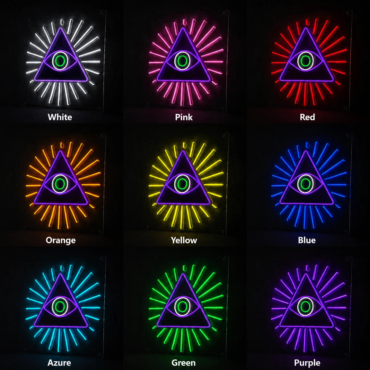 Eye Triangle Neon Sign LED Neon Sign color grid
