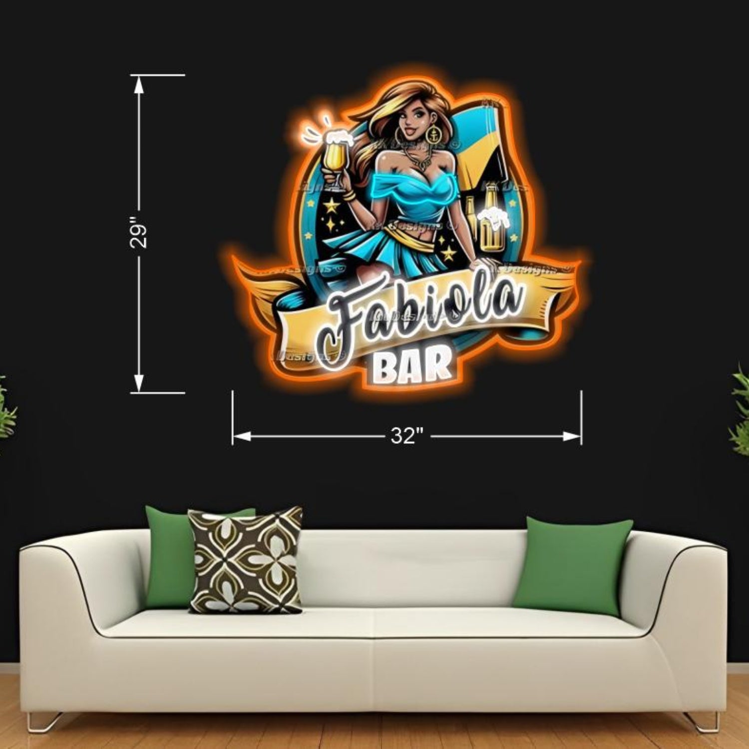 Fabiola Bar Cartoon Woman Beer Led Neon Sign For Indoor Bar Decor | Shineneon