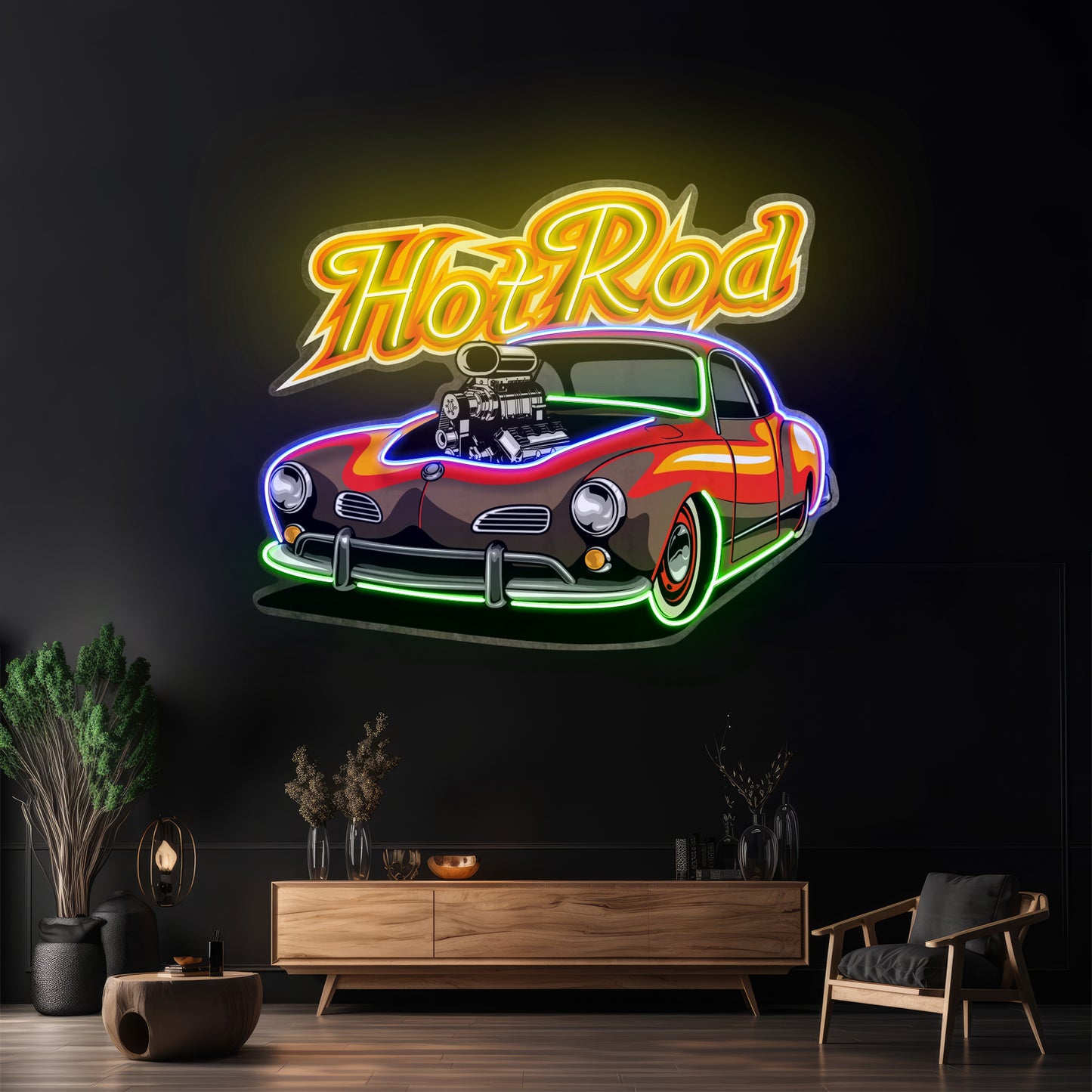 Fabolous Flamming Hotrod Car Led Neon Sign Light Custom Led Signs